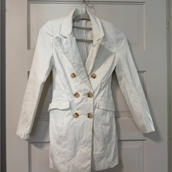 Skylar Rose Dresses & Skirts - Chic White Double-Breasted Women's Blazer Dress